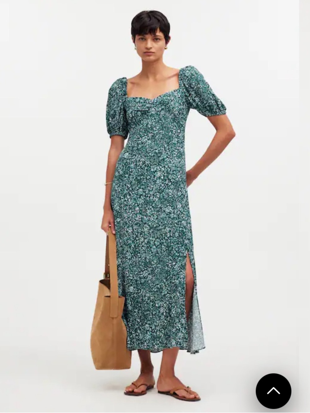 Madewell Puff-Sleeve Sweetheart Midi Dress in Floral 0